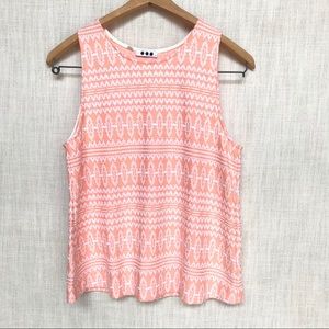 Three Dots Coral and White Sleeveless Shirt 🔅SALE